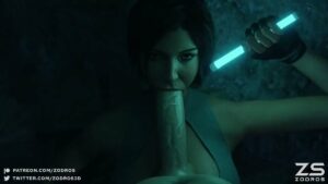 Lara take a break from mission to suck some dick