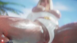 Power girl can’t resist her urges on the beach