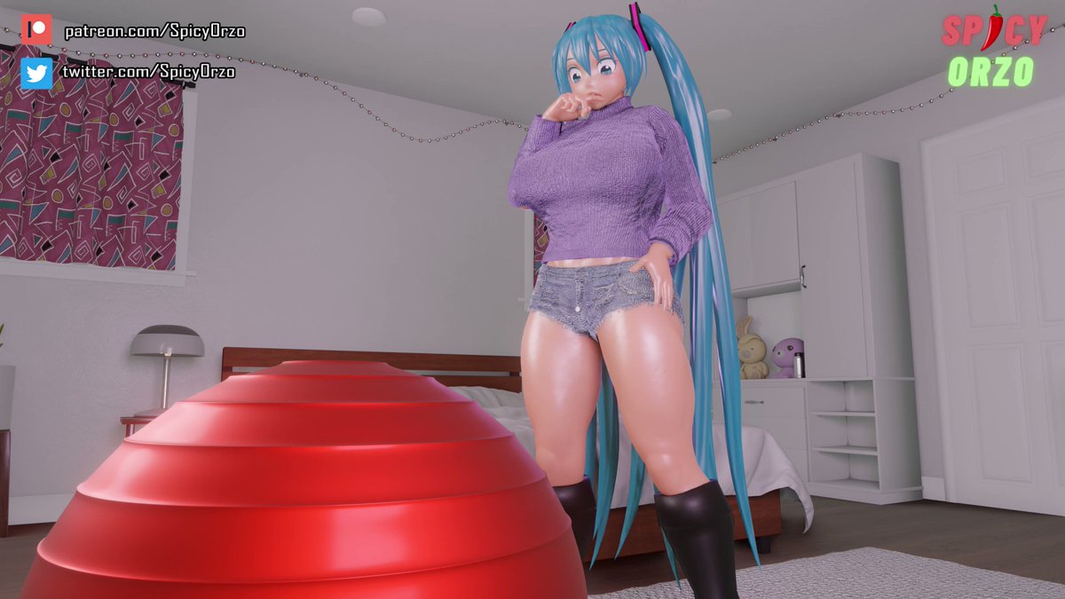 Miku gets an idea to improve her work out routine with her giant ball